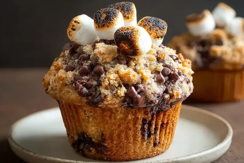 S’mores Chocolate Chip Muffins Freshly Baked