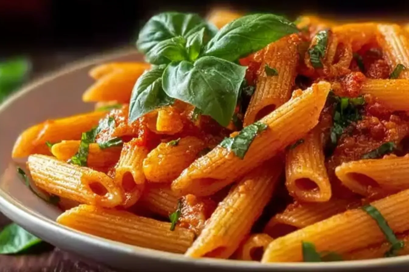 Spicy Penne Arrabbiata with Fresh Basil and Olive Oil