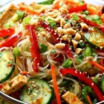 Colorful Spring Roll Salad with Spicy Ginger Dressing