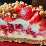 Delicious Strawberry Crunch Cheesecake Slice