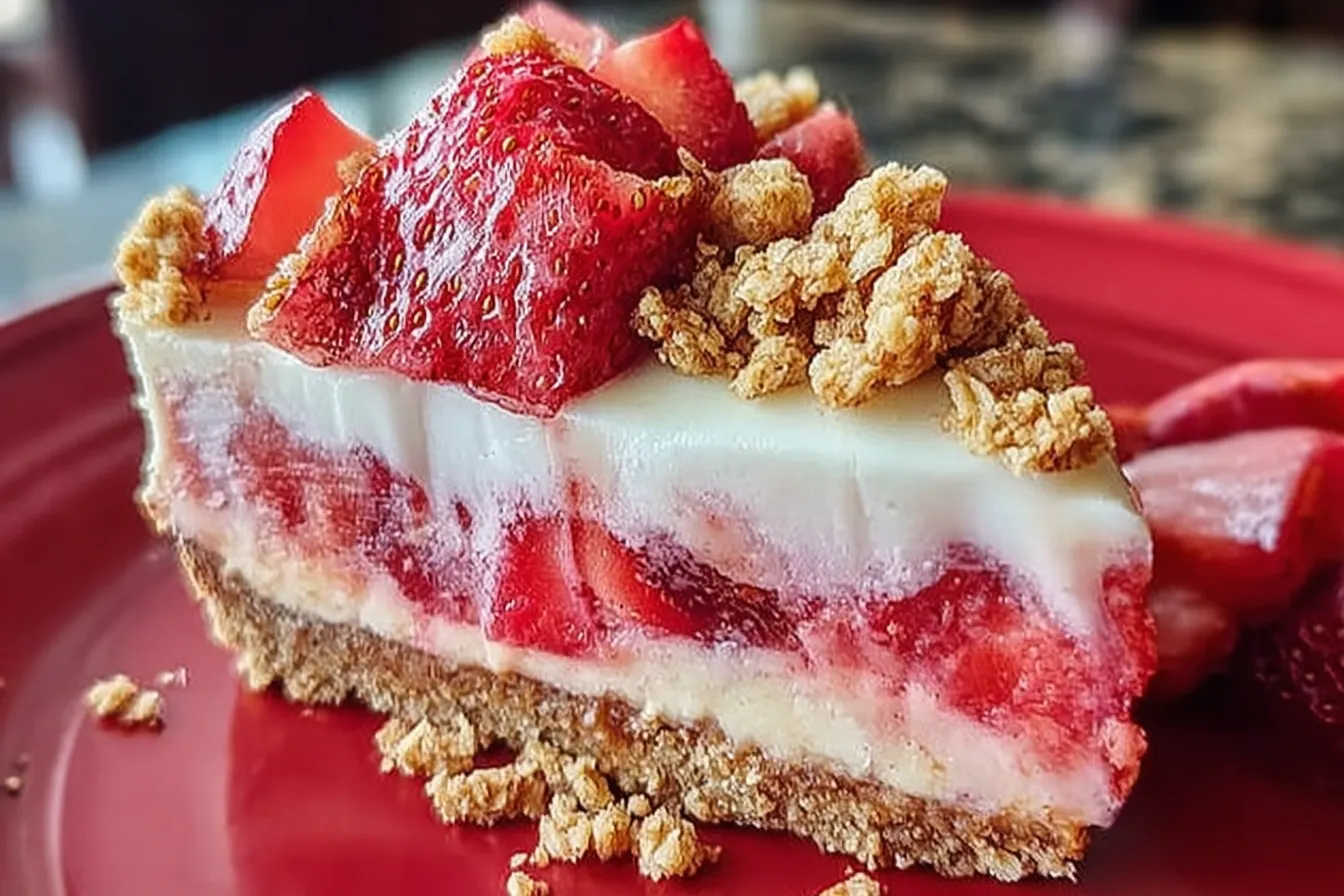 Strawberry Crunch Cheesecake – Easy Creamy & Crunchy Delight