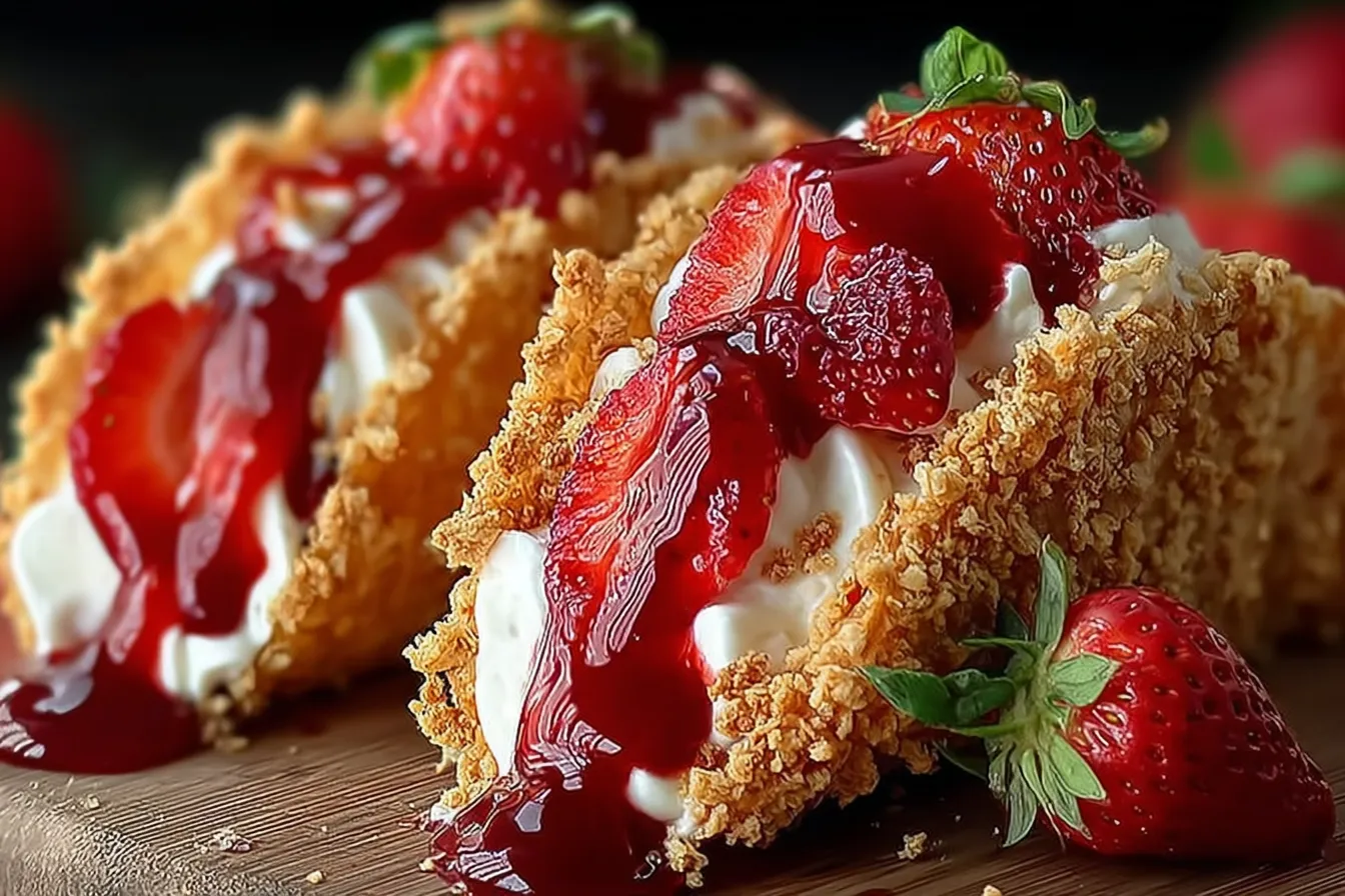 Strawberry Crunch Cheesecake Tacos 
