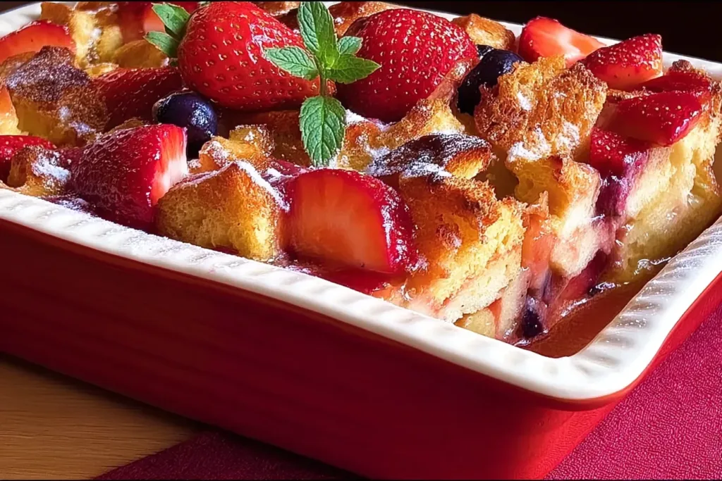 Strawberry French Toast Casserole Freshly Baked
