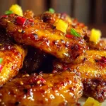 Sweet & Spicy Pineapple Cowboy Candy Chicken Wings on a Plate