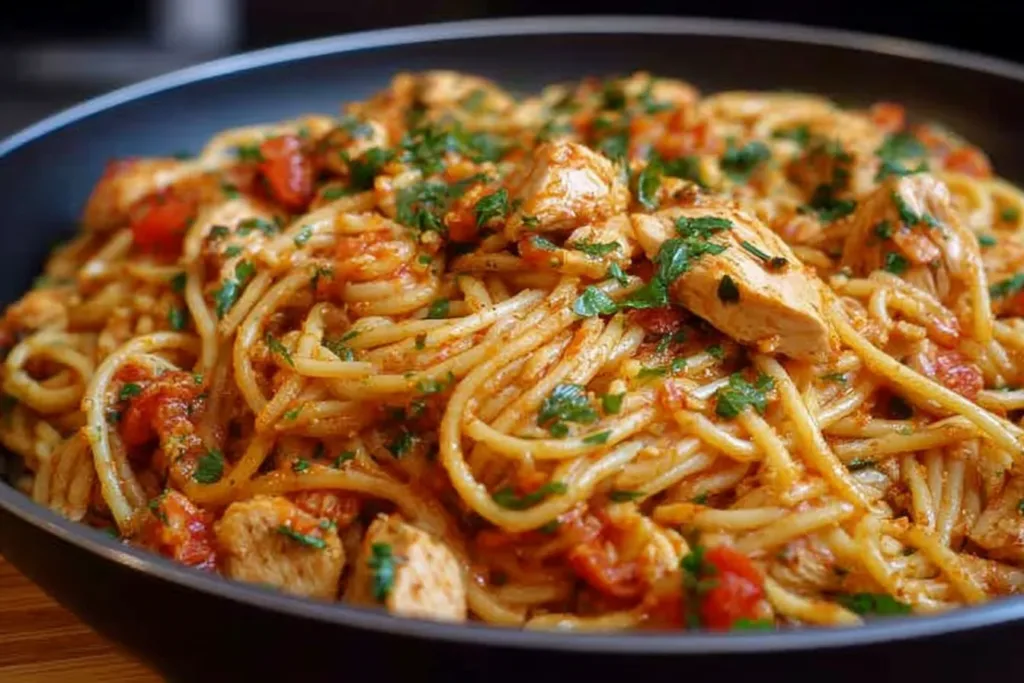 Delicious Chicken One Pot Spaghetti Served in a Bowl