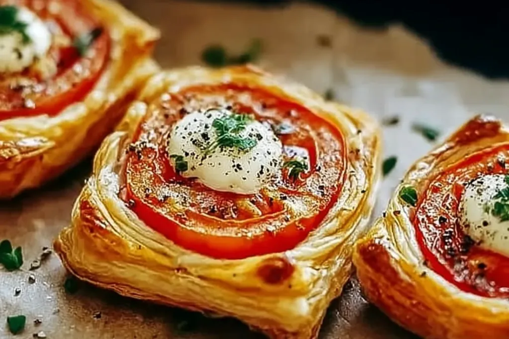 Tomato Tartlets with Puff Pastry Freshly Baked