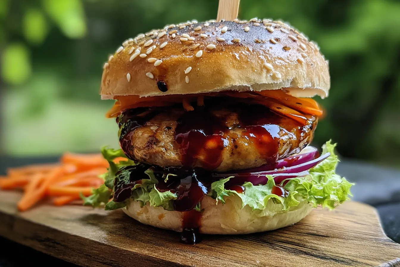 tortilla burger with Teriyaki Glaze 