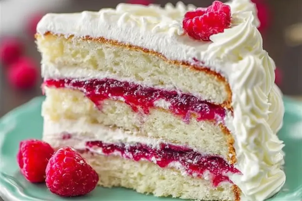 Delicious White Chocolate Raspberry Layer Cake