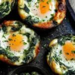 Baked Egg Cups With Spinach Ready to Serve