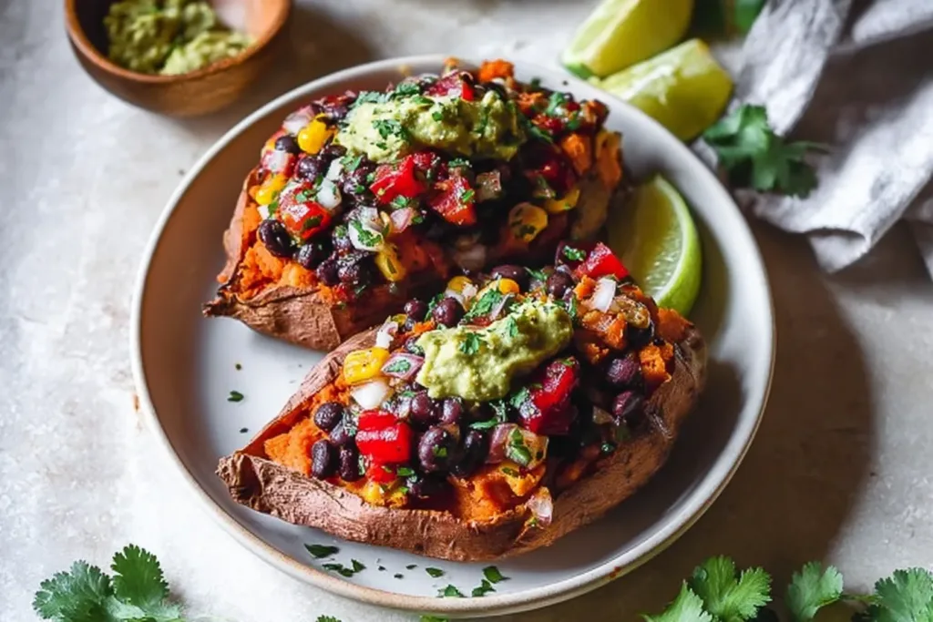 Delicious Black Bean Stuffed Sweet Potatoes (Vegan)
