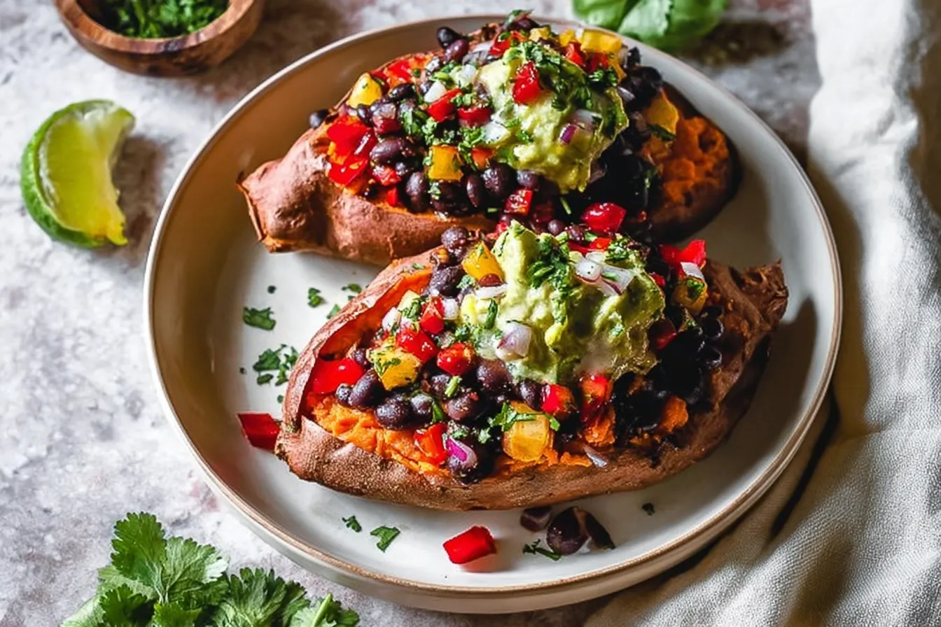 Black Bean Stuffed Sweet Potatoes (Vegan) - A Healthy Delight! 4 Black Bean Stuffed Sweet Potatoes (Vegan)