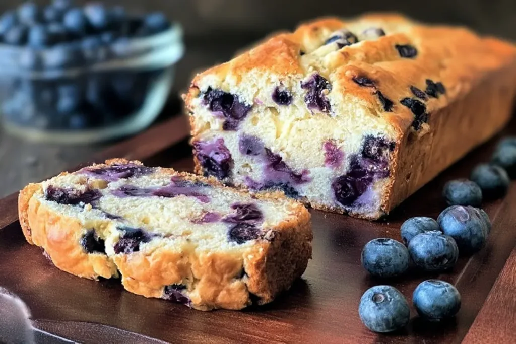 Blueberry Cream Cheese Bread Freshly Baked Loaf