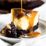 Caramel Brownie Cheesecake on a Elegant Serving Plate