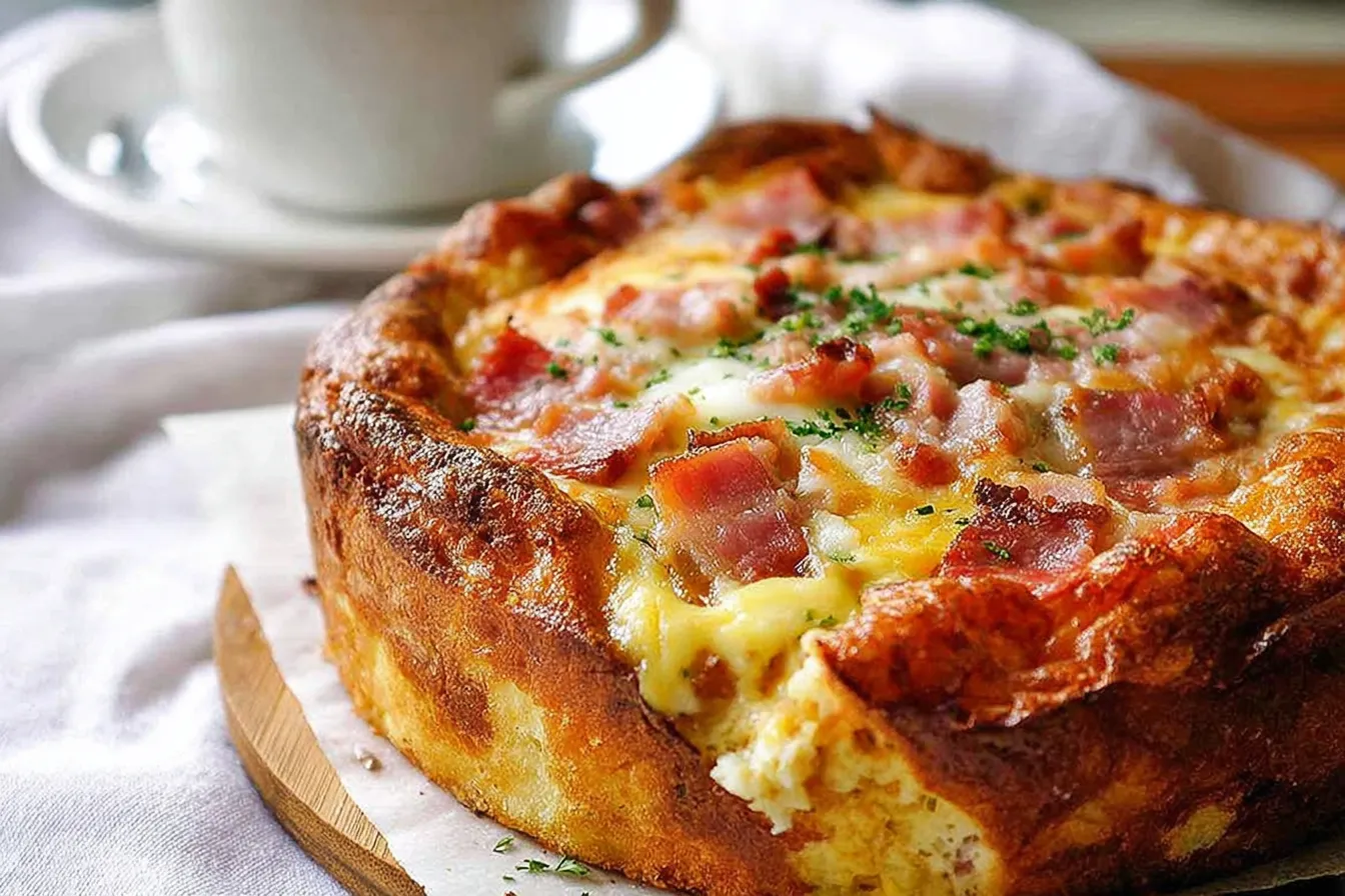 Cheese & bacon strata cake – breakfast casserole!