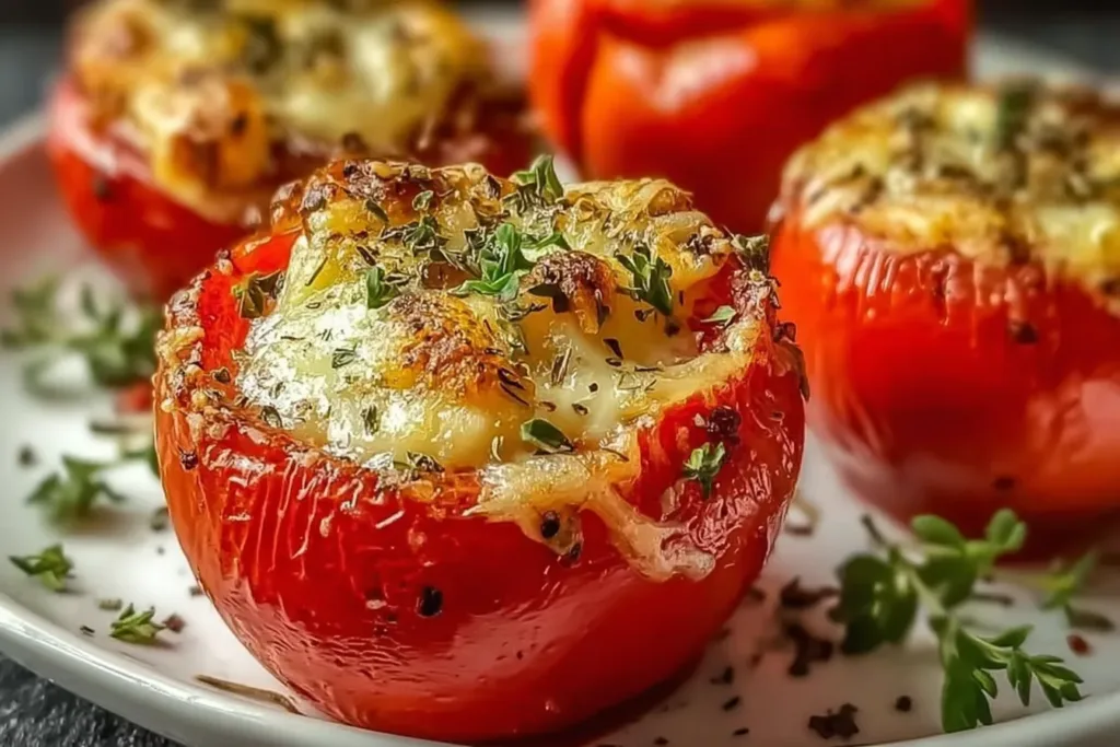 Cheesy Baked Stuffed Tomatoes Fresh Out of the Oven