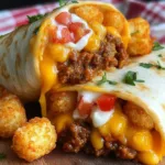 Cheesy Potato Burritos with Crispy Tater Tots Ready to Serve