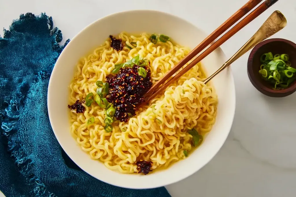 Creamy Cheesy Ramen Noodles Bowl