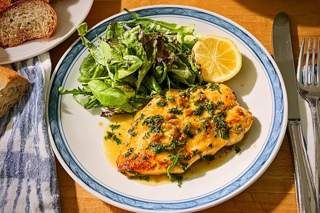 Chicken Paillard (Chicken With Lemon-Herb Butter Sauce)