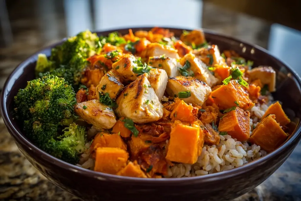 Chicken Sweet Potato Rice Bowl – Healthy Dinner Idea