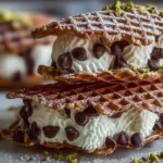 Delicious Chocolate Cannoli Pizzelle Sandwiches