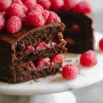 Chocolate Raspberry Cake Slices on a Plate