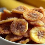 Cinnamon-Sugar Air Fryer Banana Chips in a Bowl