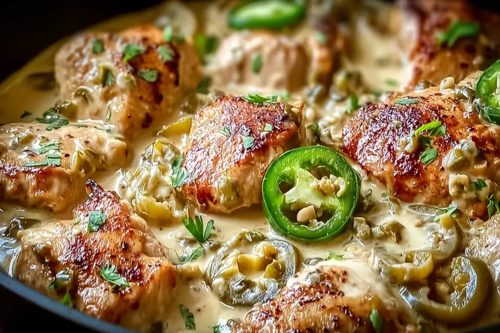 Creamy Pepperoncini Chicken Skillet Served with Fresh Herbs
