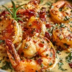 Creamy Tuscan Garlic Shrimp Plated with Fresh Herbs