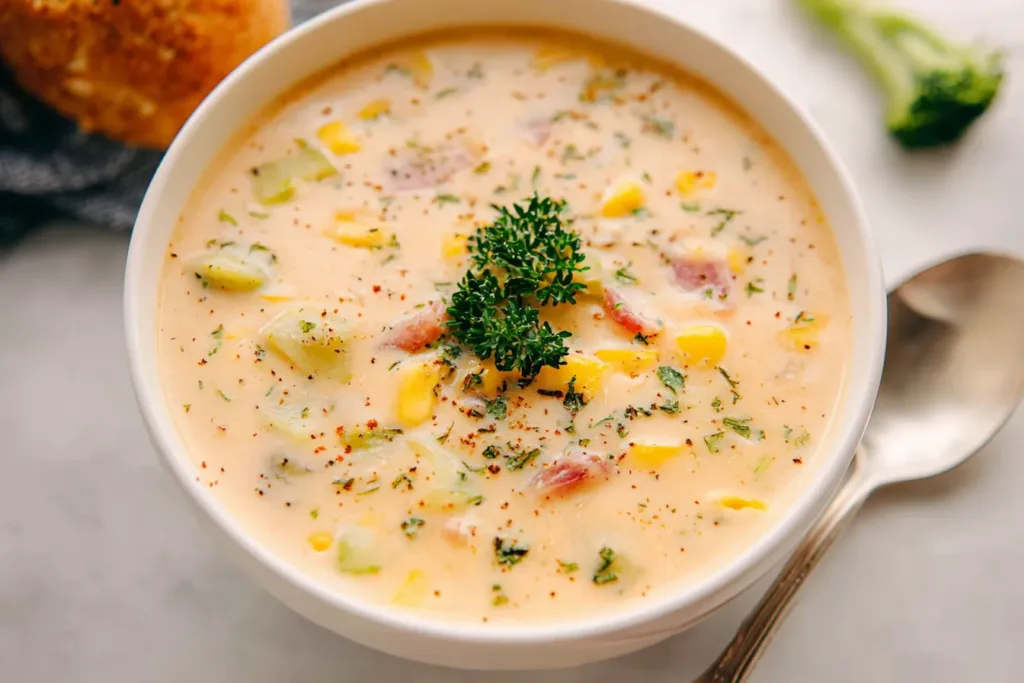 Delicious Creamy Vegetable Soup in a Rustic Bowl