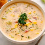 Delicious Creamy Vegetable Soup in a Rustic Bowl