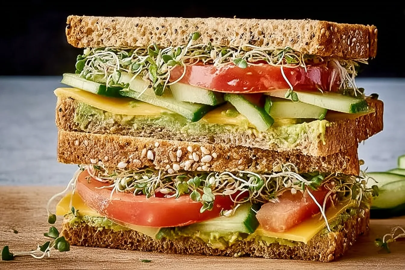 Cucumber-Avocado-Tomato Sandwich