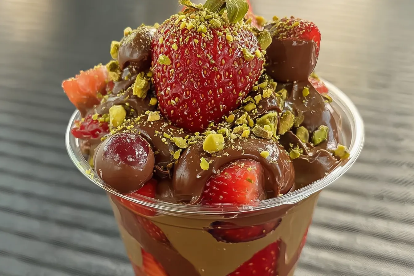 Dubai chocolate strawberry cup