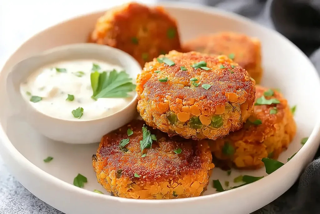 Delicious Flavorful Chickpea Fritters on a Plate