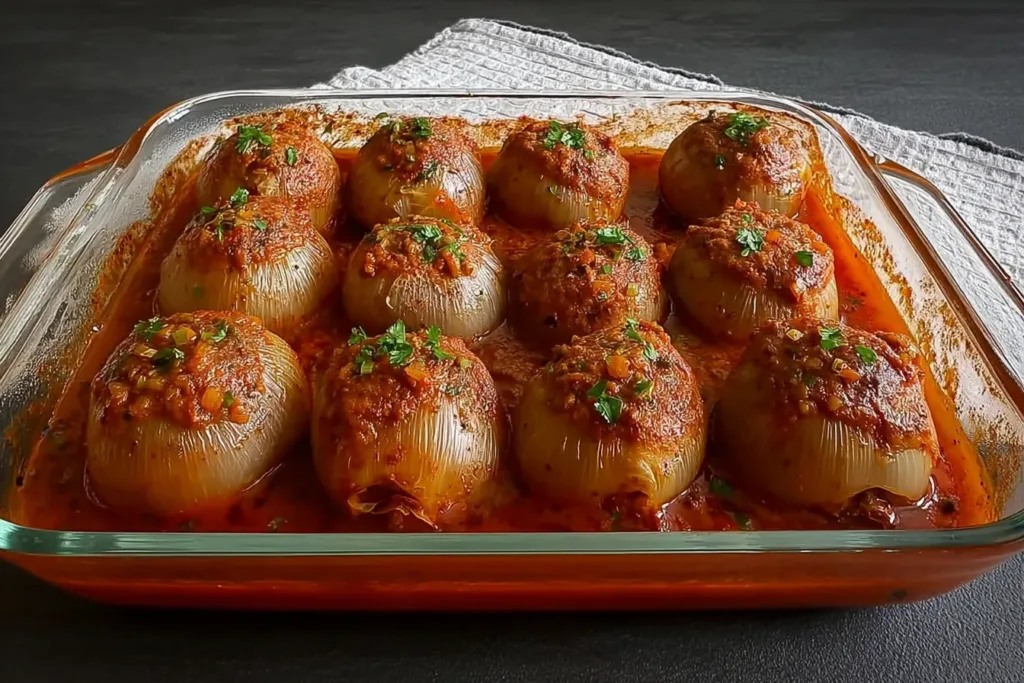 Greek Beef Stuffed Onions (Salantourmasi) - Tasty Dish