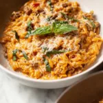 Ground Beef Orzo with Tomato Cream Sauce - Comfort Food
