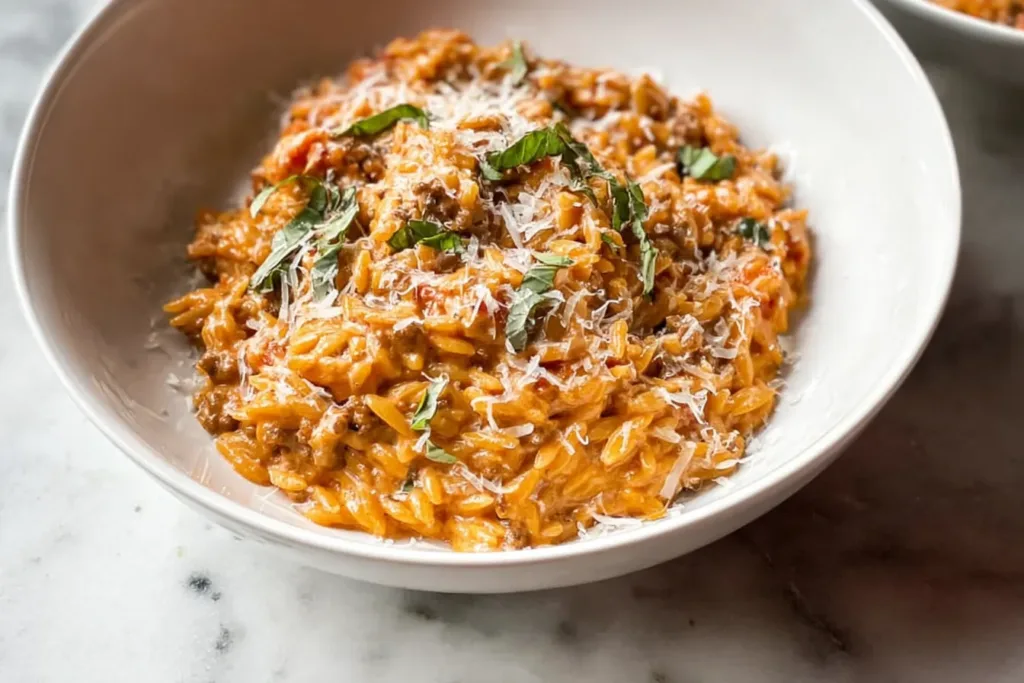 Ground Beef Orzo with Tomato Cream Sauce: A Delicious Delight 4 ground beef orzo with tomato cream sauce 2 Ground Beef Orzo with Tomato Cream Sauce: A Delicious Delight
