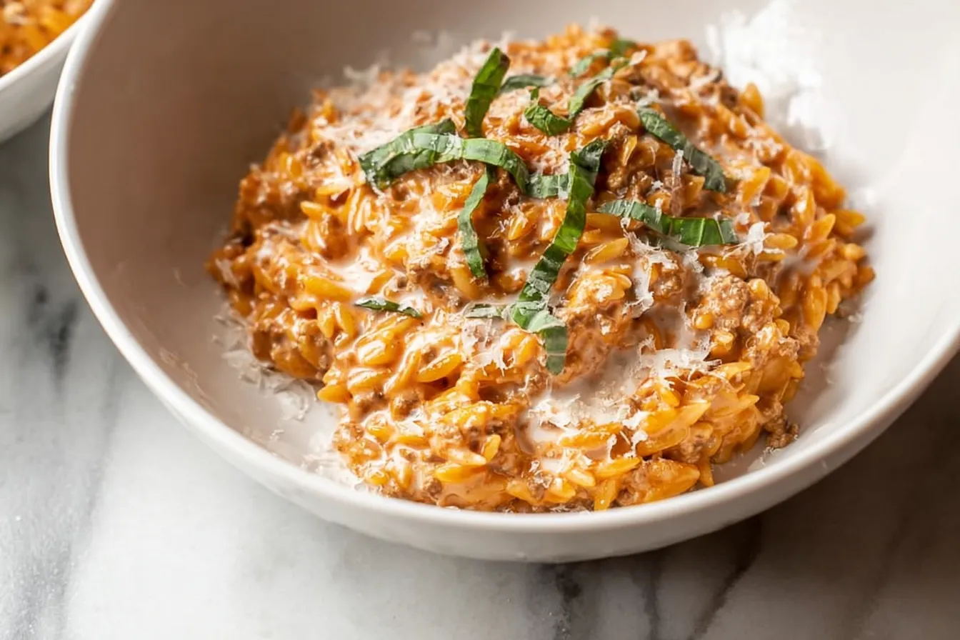 Ground Beef Orzo with Tomato Cream Sauce: A Comfort Classic 4 Ground Beef Orzo with Tomato Cream Sauce