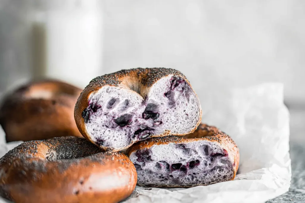 Homemade Blueberry Bagels Fresh from the Oven