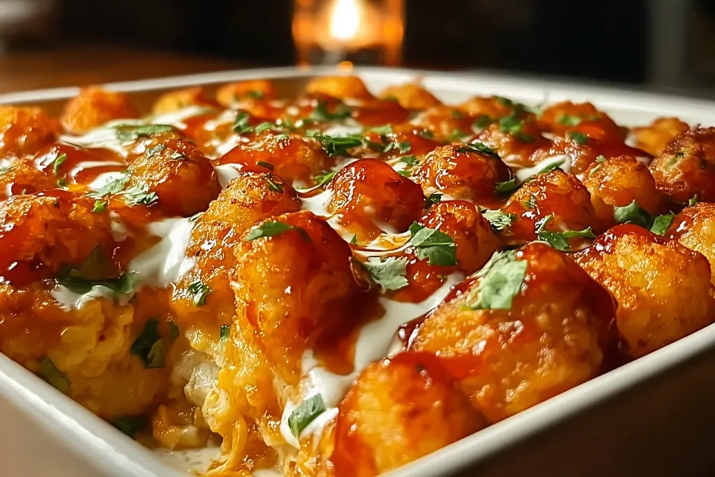 Irresistible Buffalo Chicken Tater Tot Bake: A Cheesy Delight
