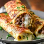 Keto Philly Cheesesteak Rolls on a Plate