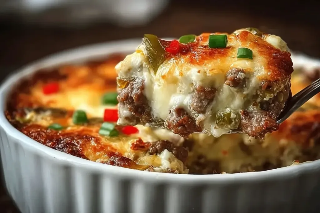 Low Carb Philly Cheesesteak Casserole - Hearty and Delicious