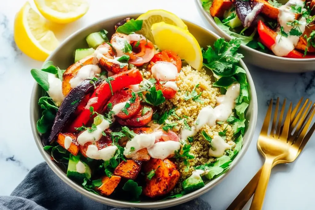 Mediterranean Bowl Full of Fresh Ingredients