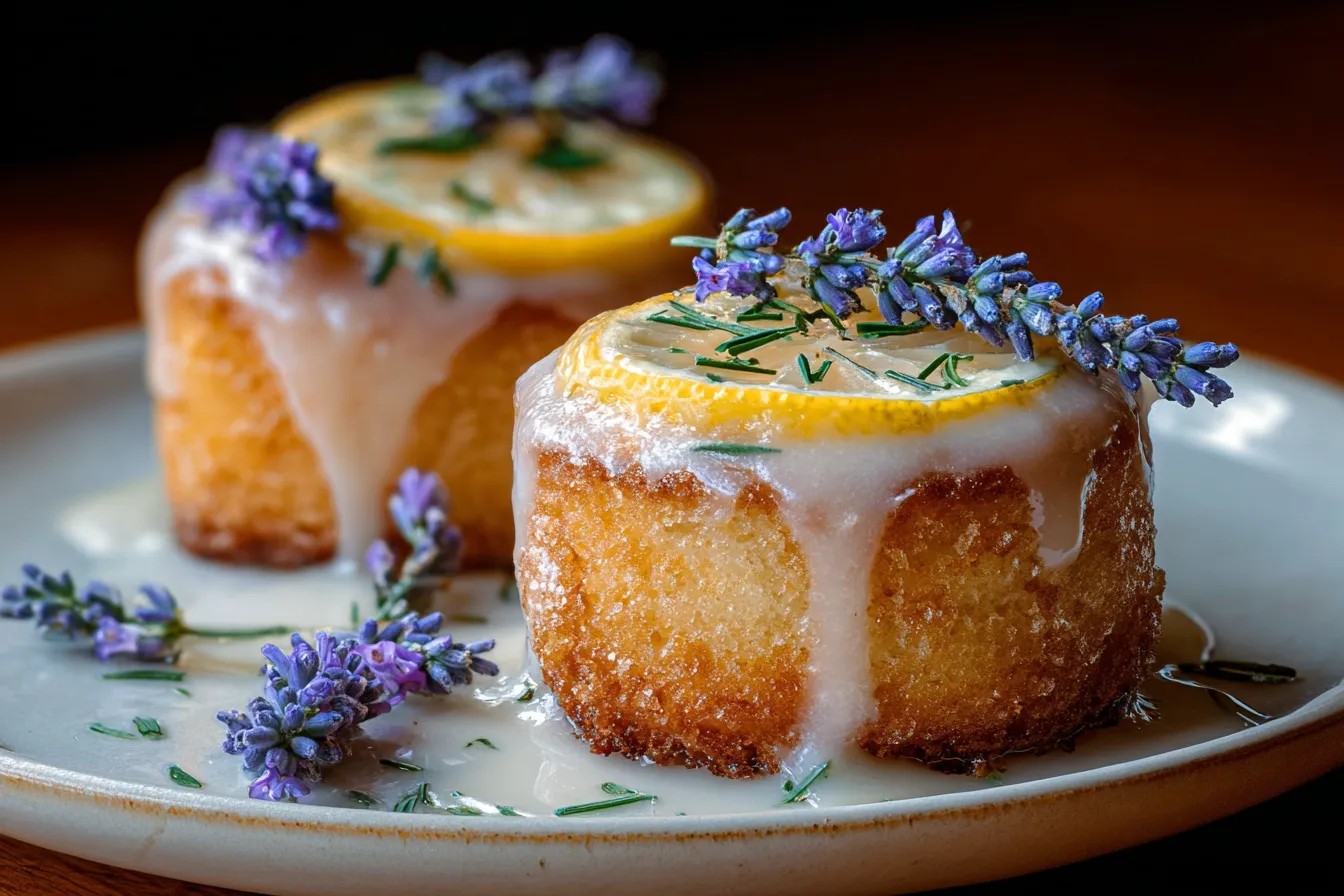 Mini Lemon Cakes With Lavender Glaze 