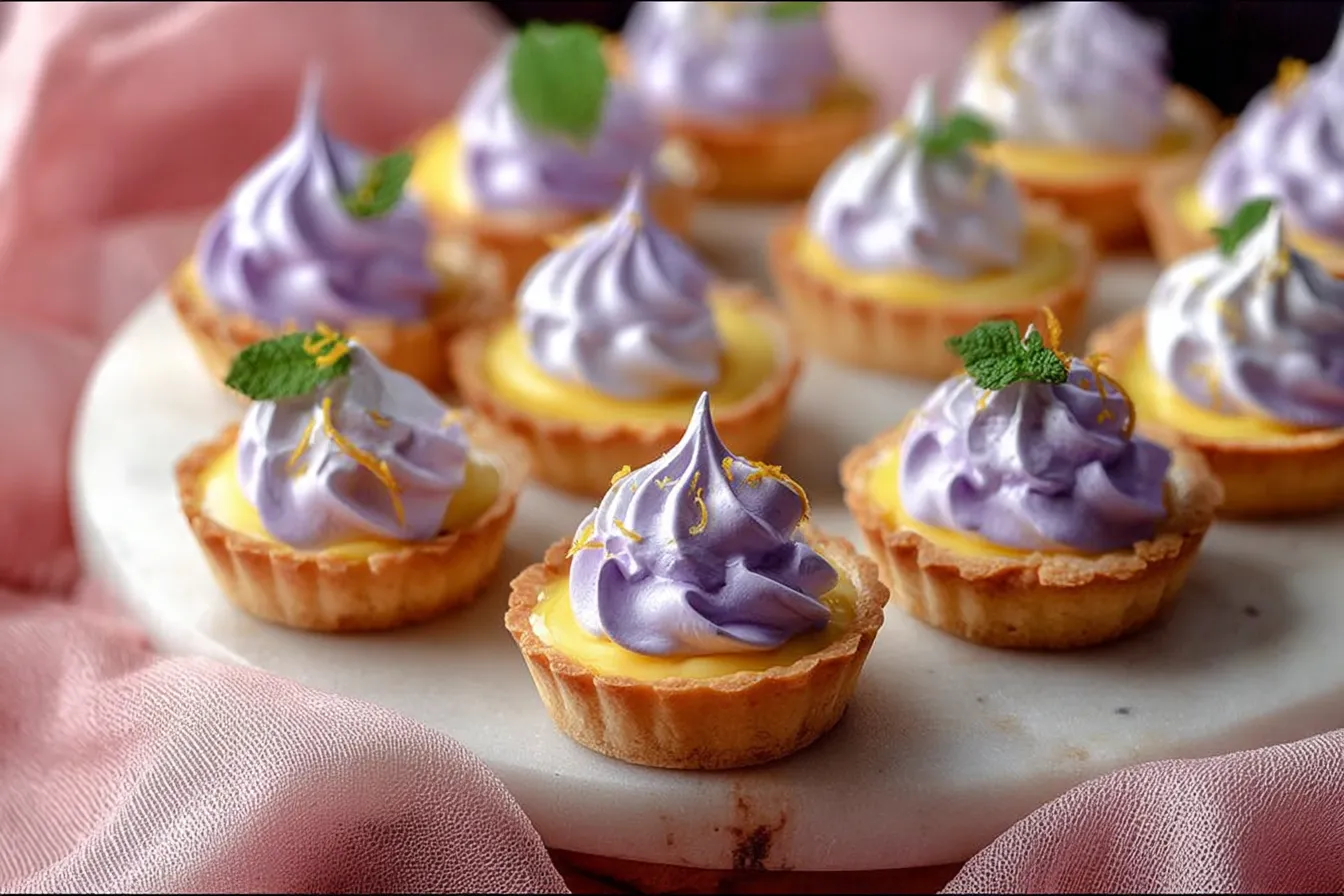 Mini Lemon Tart with Lilac Meringue