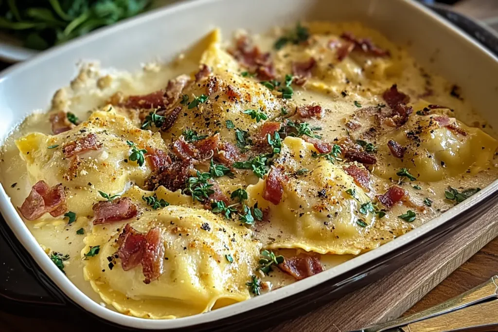 Delicious Olive Garden-Inspired Ravioli Carbonara