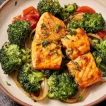 One-Skillet Garlicky Salmon & Broccoli Serving