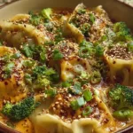 Oven-Baked Dumplings with Peanut Sauce Ready to Serve