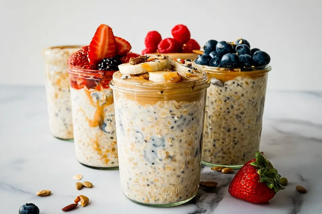 Overnight Oats Topped with Fresh Fruits