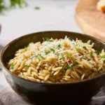 Creamy Parmesan Garlic Orzo in a Bowl