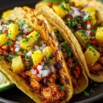 Delicious Pineapple Chicken Tacos on a Plate